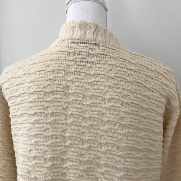 Vintage Ivory Wool Textured Open Sweater Coat - Picture 2 of 5